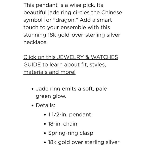 Dynasty Jade ✦ Dragon Circle Pendant ✦ 18k Gold Over Sterling w/ Nephrite Jade - Picture 14 of 17